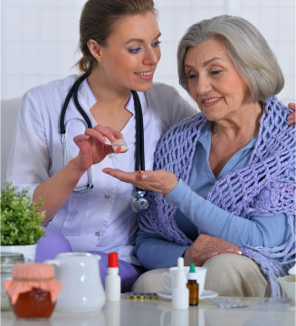 senior woman getting medicine